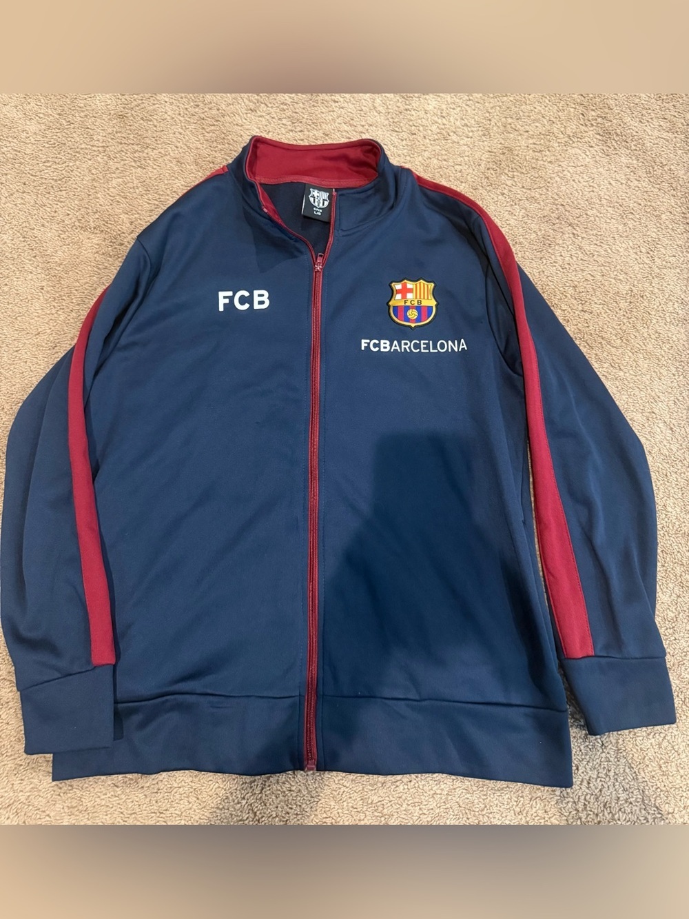 FC Barcelona Men's Navy & Maroon Full-Zip Windbreaker Jacket